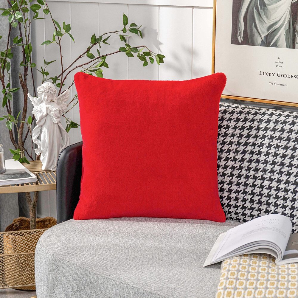 5082 Fur Pillow Covers - 26x26 Large Throw Pillows Faux Rabbit Fur Euro